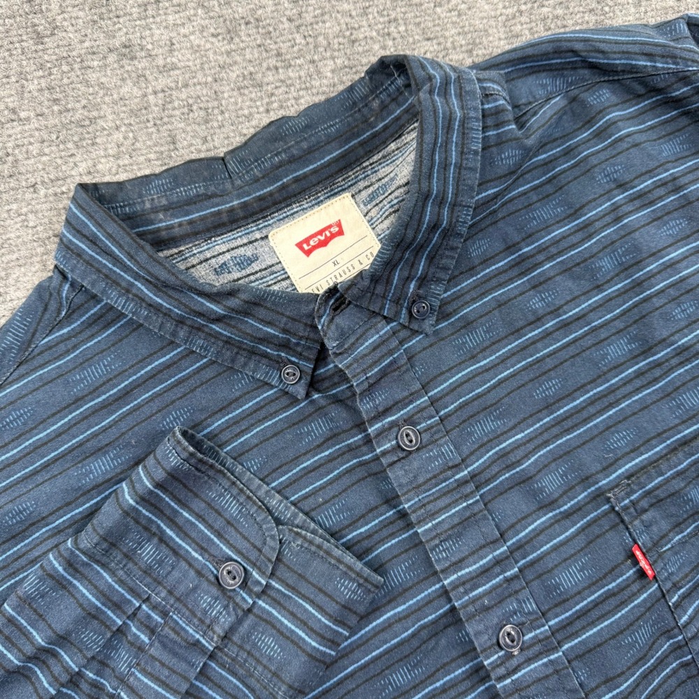Levi's Button Down Shirt XL Blue Striped Long Sleeve Cotton Men's